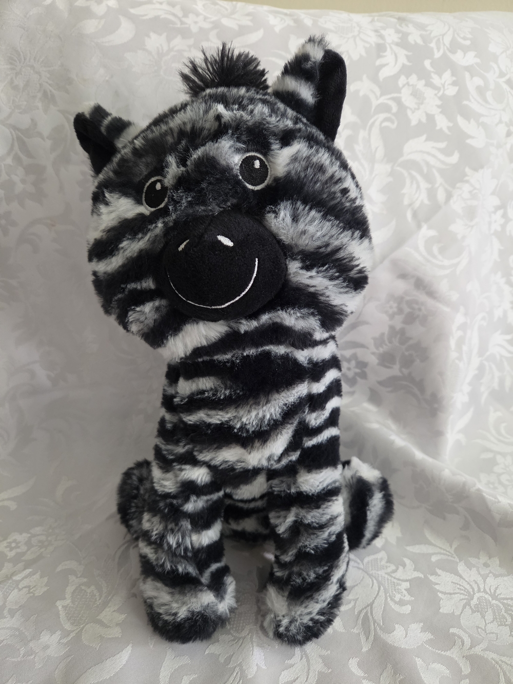 Plush Black & White Zebra Cat Toy - Soft Pet Plush